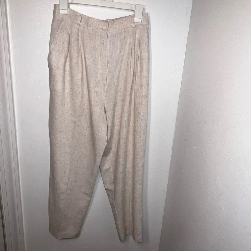 Cristin Stevens,12, hirise pleated front elastic back waistband, Flax blend pant